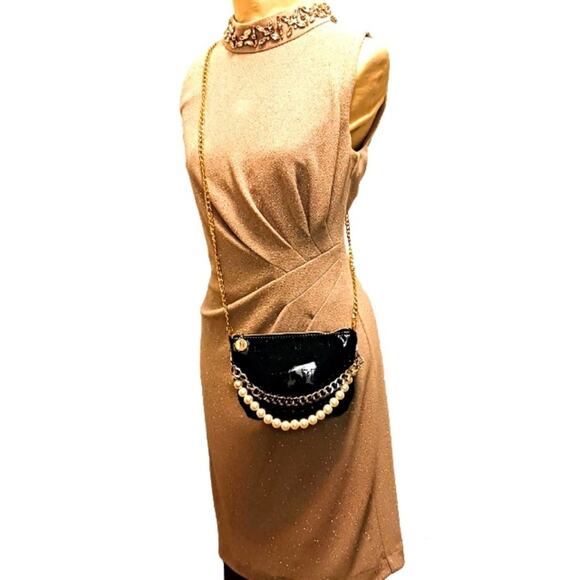 YSL Crossbody SHINY BLACK PEARL GOLD SILVER chains added - Picture 6 of 15